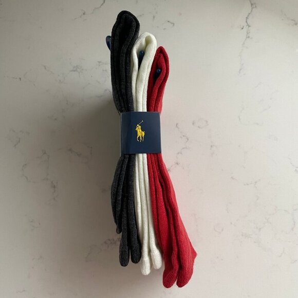 Polo Ralph Lauren 3 Pairs Poly Blend Crew Socks Assorted Sz OS NWT - Picture 5 of 6
